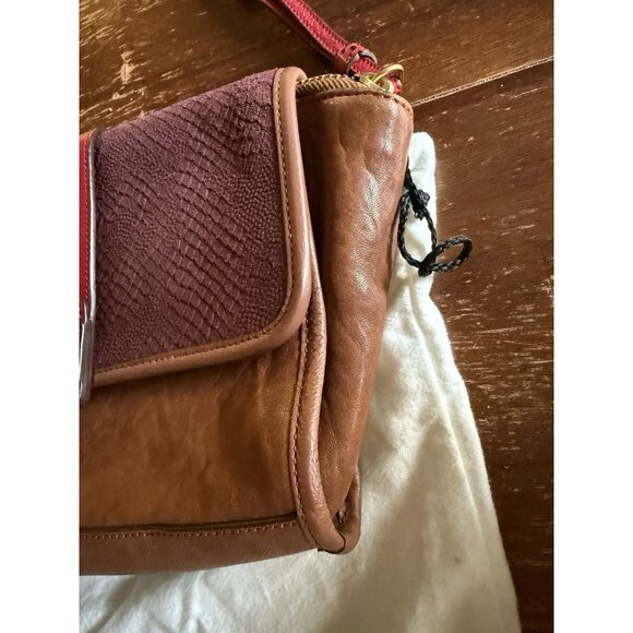marc by marc jacobs color block brown red leather clutch bag - Picture 5 of 14